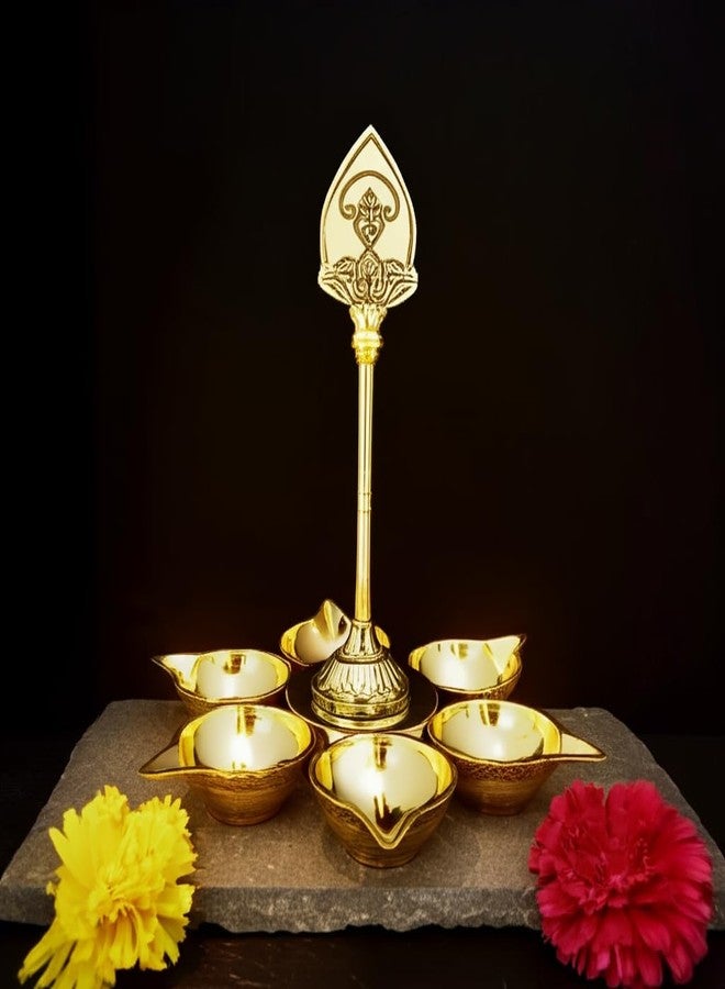 PUYANGAM بويانغام براس 6 موغام فيل فيلاككو | Vel Murugan Diya - مصباح وجه Tamil Om Vel Brass 6 للبوجا - Image 4